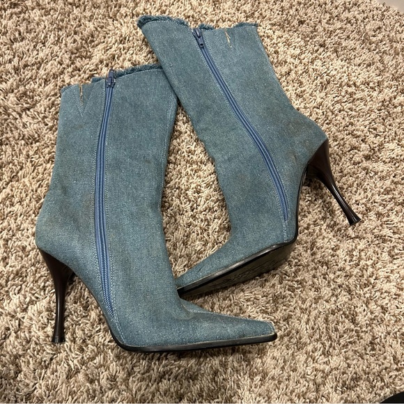 Faithfull the Brand Blue Embroidered Heeled Boots - Picture 12 of 16